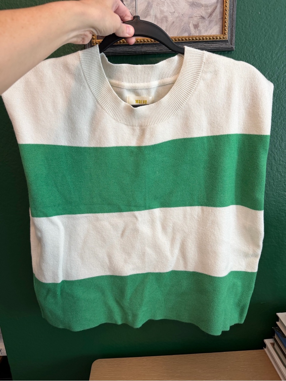 Maeve Noah Muscle Tank Sweater Green Pattern - Size Small